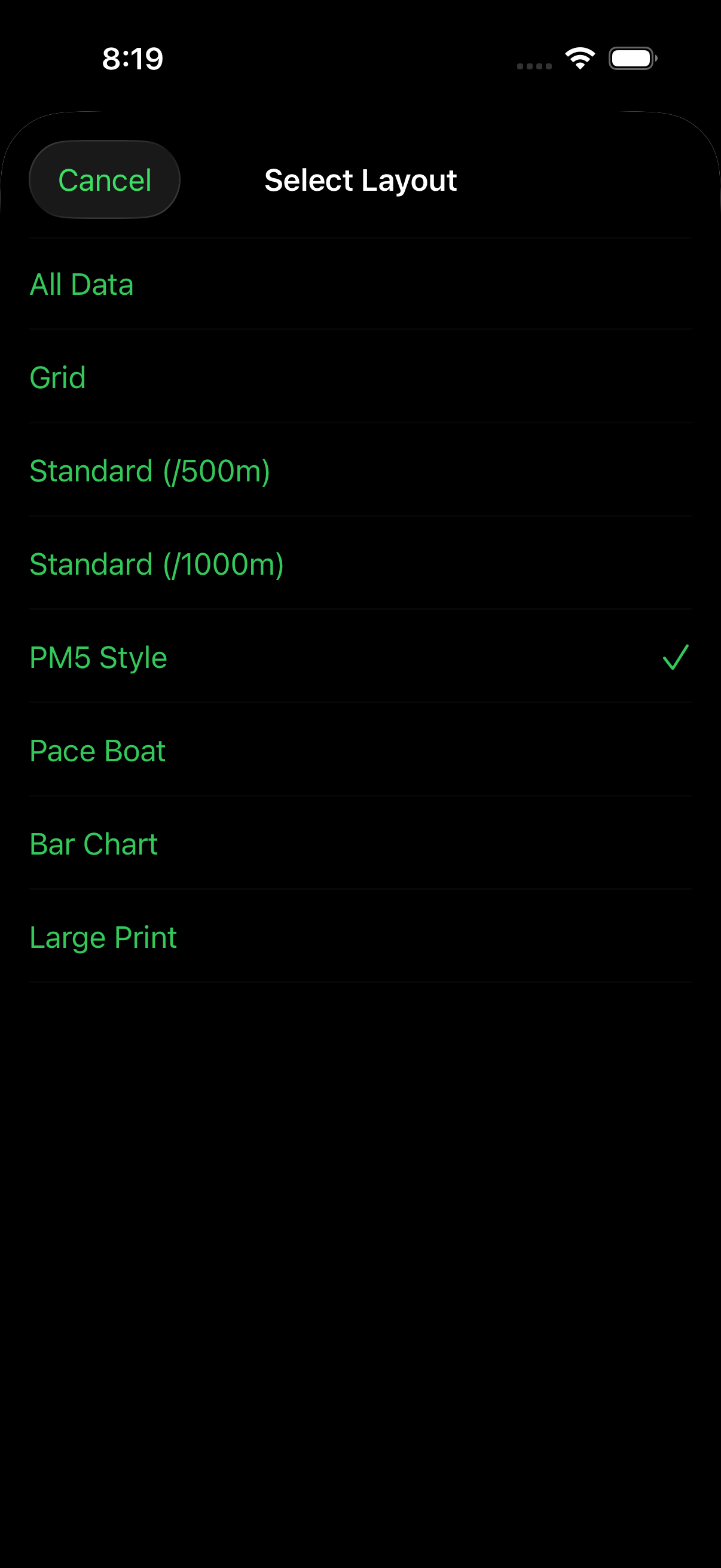 Layout Selection Options
